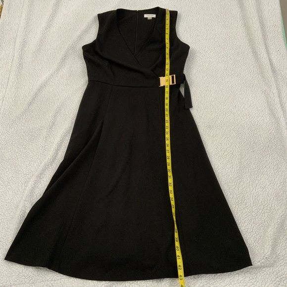 Calvin Klein Elegant Black Fit & Flare Dress Size 6 Side Buckle Quiet Luxury New - Picture 13 of 15